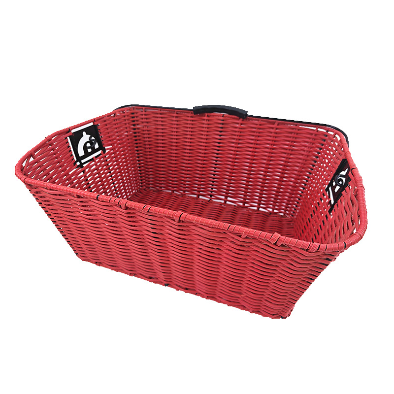 Μπροστινό καλάθι ποδηλάτου για ηλεκτρικά ποδήλατα, τετραγωνικά πλεκτό υλικό, ρετρό στυλ, μονοπλαίσιο 724 γρ