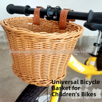 Predný košík na bicykel pre deti, vintage tkaný z plastového ratanu, značka Hengtianxiang