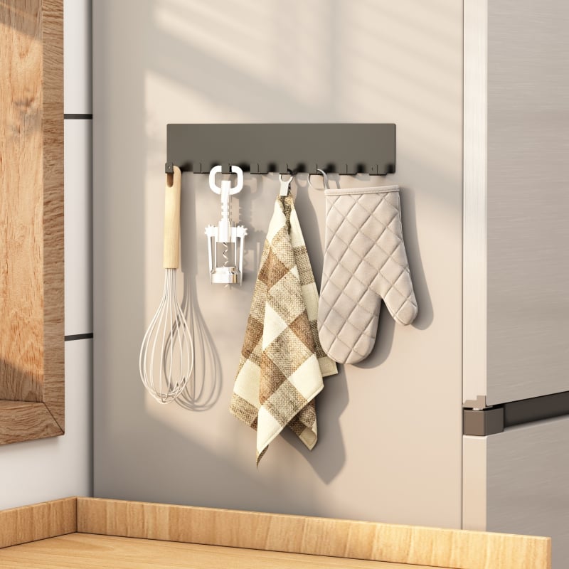 Cutie magnetică de depozitare folie cu raft lateral pentru frigider, montaj pe perete fără găuri, organizator bucătărie din oțel carbon