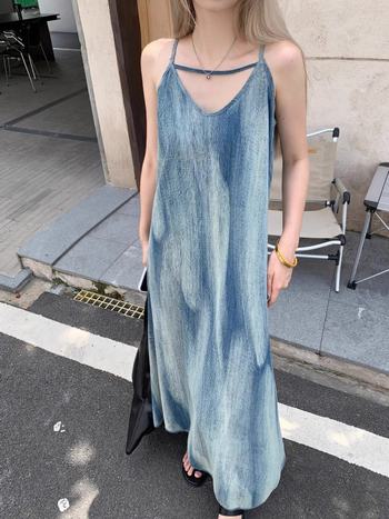 rochie fără mâneci cu bretele, decolteu U, croială A, lungime medie, poliester, model pictură, stil pulover, Guangzhou