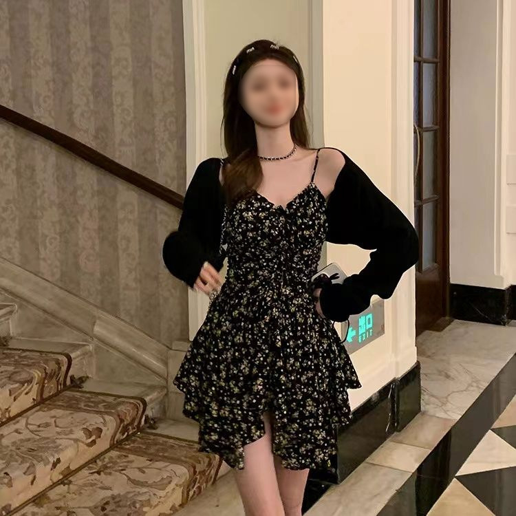 Rochie halter cu imprimeu floral, fără mâneci, croială A-line, poliester