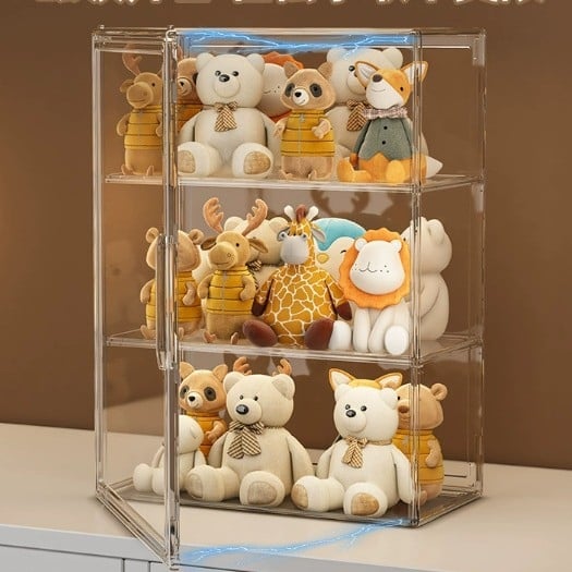 Cutie de depozitare pentru figuri Model 9019, material PET, poate fi stivuită, cu compartimente, capacitate 35 L