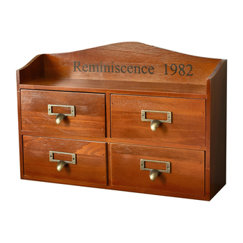 Sistem depozitare din lemn masiv cu sertar – pentru birou și montaj pe perete, organizator pentru cosmetică și chei, rezistent la praf, 18L