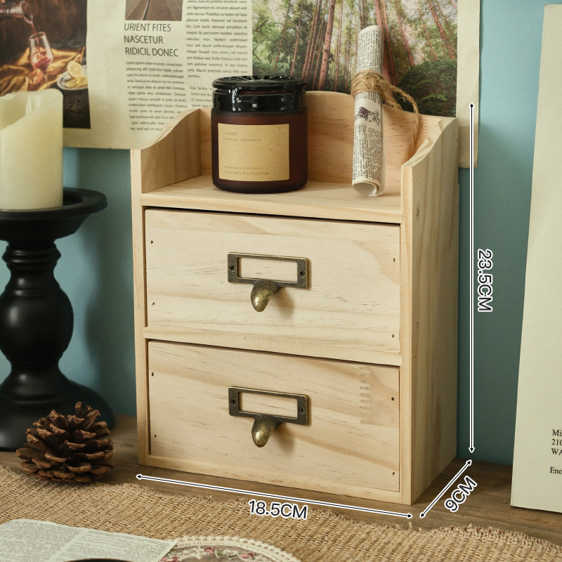 Sistem depozitare din lemn masiv cu sertar – pentru birou și montaj pe perete, organizator pentru cosmetică și chei, rezistent la praf, 18L