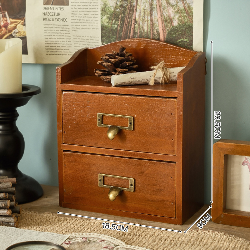 Sistem depozitare din lemn masiv cu sertar – pentru birou și montaj pe perete, organizator pentru cosmetică și chei, rezistent la praf, 18L