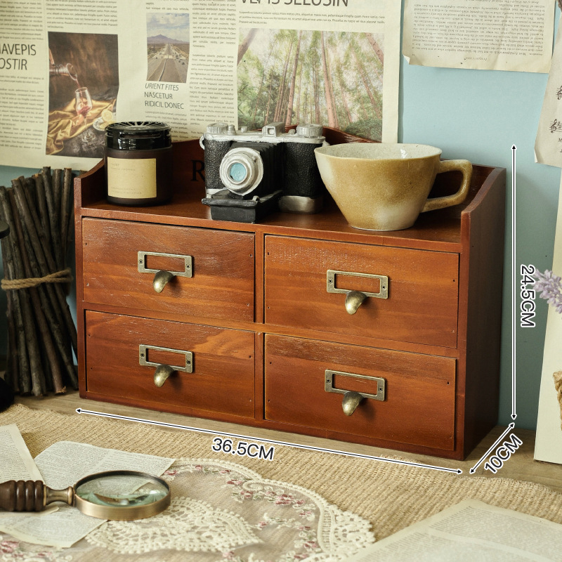 Sistem depozitare din lemn masiv cu sertar – pentru birou și montaj pe perete, organizator pentru cosmetică și chei, rezistent la praf, 18L