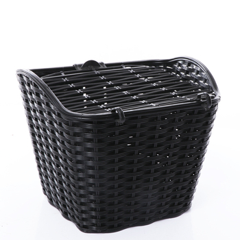 Πλαστικό εμπρός καλάθι για ποδήλατο και ηλεκτρικό αυτοκίνητο, με καπάκι, παχύτερο πλεκτό σχέδιο