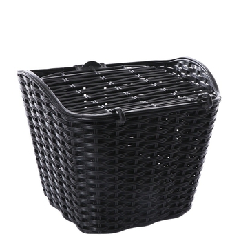 Πλαστικό εμπρός καλάθι για ποδήλατο και ηλεκτρικό αυτοκίνητο, με καπάκι, παχύτερο πλεκτό σχέδιο