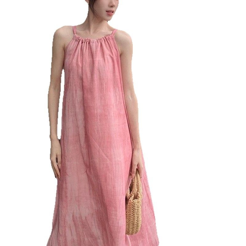 Rochie lungă în stil A-line, decolteu halter, fără mâneci, talie înaltă, poliester