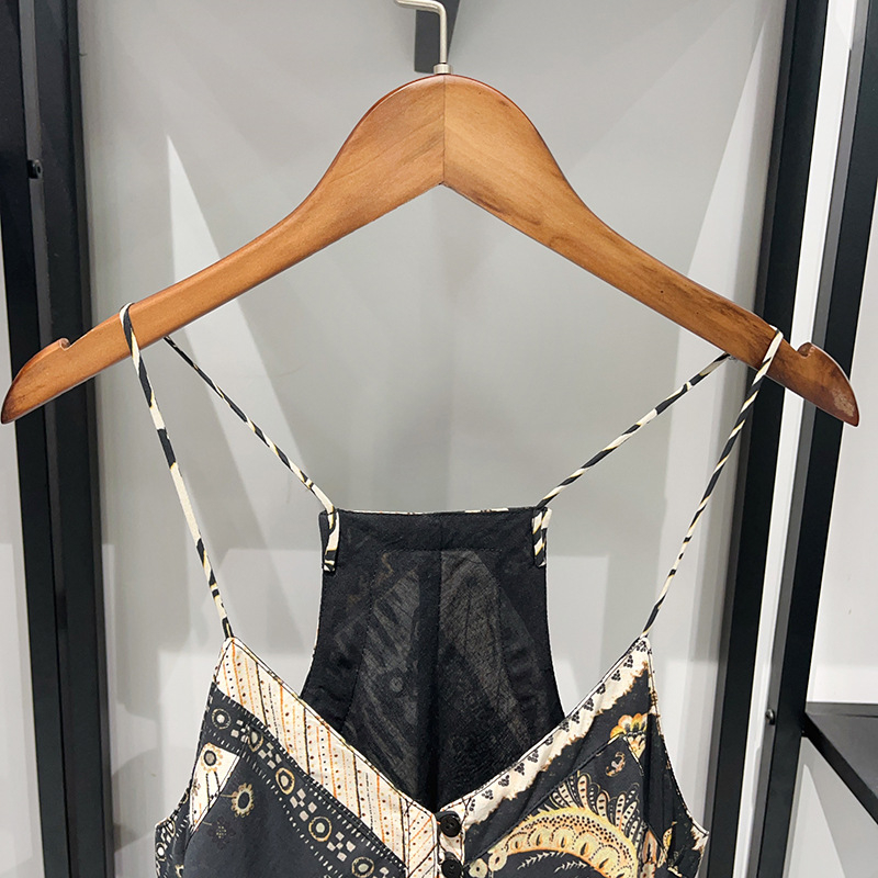 Rochie maxi din bumbac patchwork, cu bretele, talie înaltă