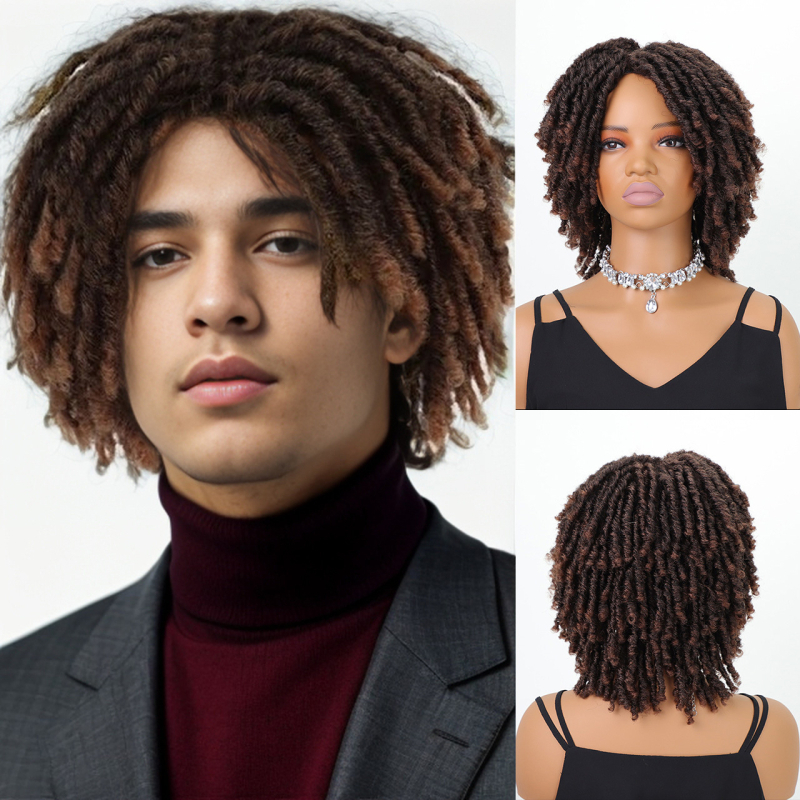 Perucă – bucle scurte, stil african, model 407-T1B/30; fibre rezistente la căldură; construcție cu mecanism; breton: drept sau înclinat