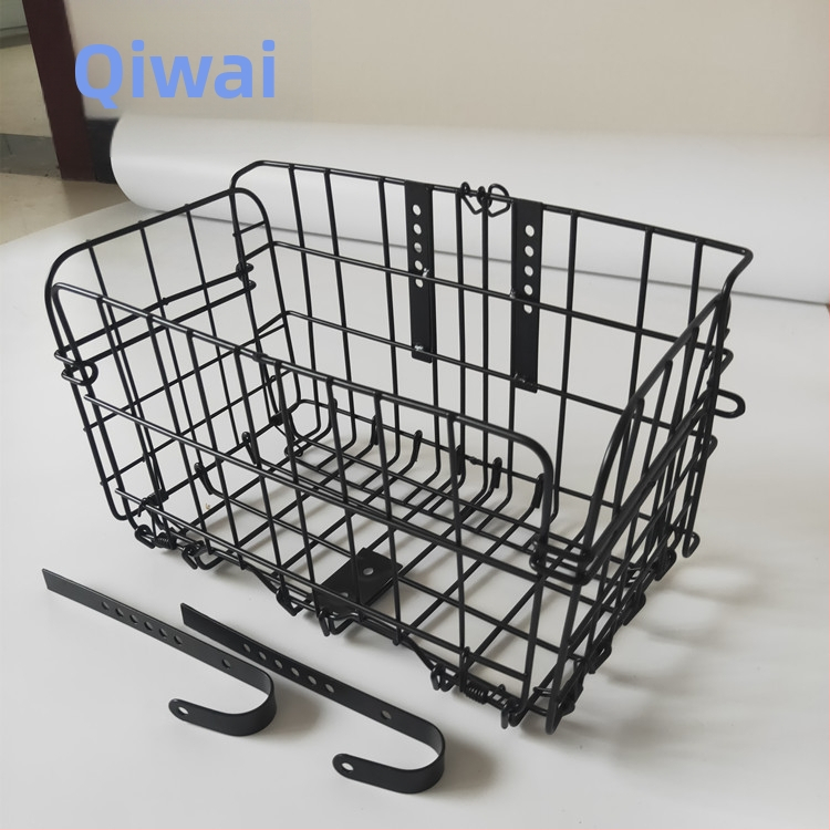 Košík na bicykel - železný, odnímateľný, s nastaviteľnými háčikmi