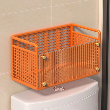 WC fölötti falra szerelhető polc papírzsebkendő és nedves törlőkendő tárolására – függő, vas és akril anyagból, 1 réteg, modern minimalista stílus