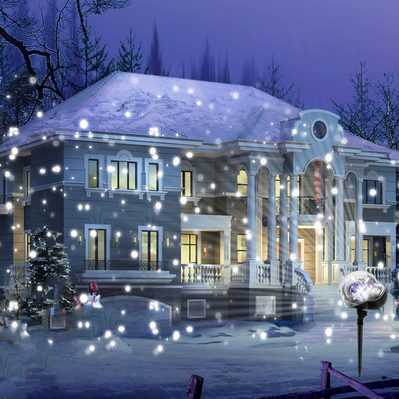 LED λαμπτήρας προβολής νιφάδας χιονιού για εξωτερική αυλή - IP65 αδιάβροχος, ABS σώμα, τηλεχειριστήριο λευκό φως, αυτονομία άνω των 36 ωρών