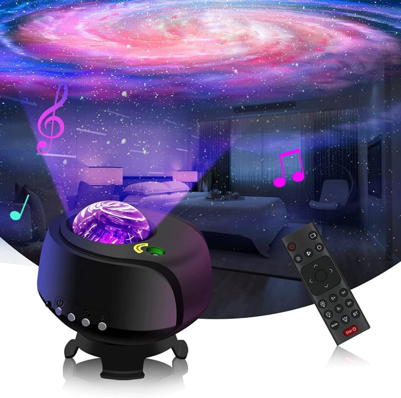 USB glazbeni Bluetooth LED noćna lampica s aurorom, galaksijom i zvjezdanom nebom – projekcija vodnog uzorka i laserski efekt