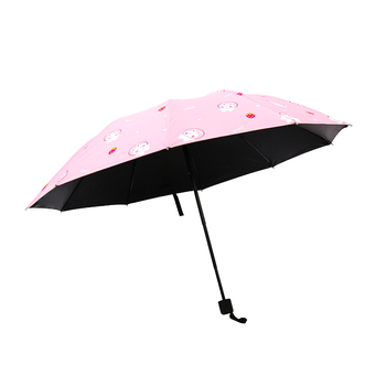 Чадър за дъжд и слънце с 10 ребра, трисгъваем дизайн, ръчно отваряне, метални ребра и стълб, пластмасова дръжка, плат 190T с винилово покритие, UPF >50