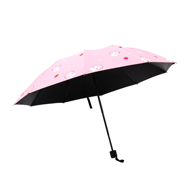 Чадър за дъжд и слънце с 10 ребра, трисгъваем дизайн, ръчно отваряне, метални ребра и стълб, пластмасова дръжка, плат 190T с винилово покритие, UPF >50