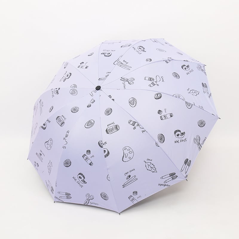 Чадър за дъжд и слънце с 10 ребра, трисгъваем дизайн, ръчно отваряне, метални ребра и стълб, пластмасова дръжка, плат 190T с винилово покритие, UPF >50