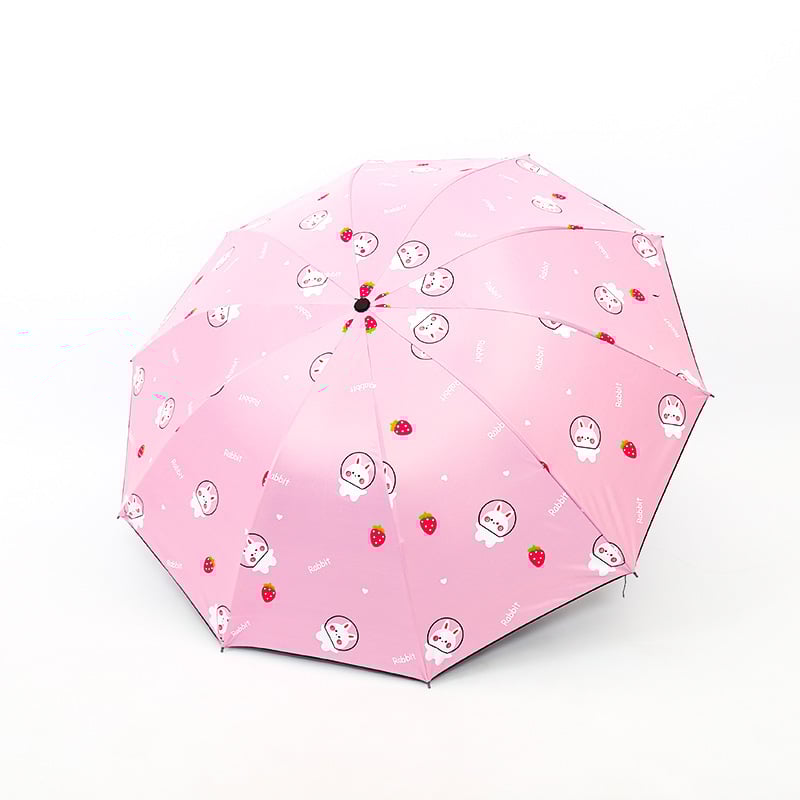 Чадър за дъжд и слънце с 10 ребра, трисгъваем дизайн, ръчно отваряне, метални ребра и стълб, пластмасова дръжка, плат 190T с винилово покритие, UPF >50