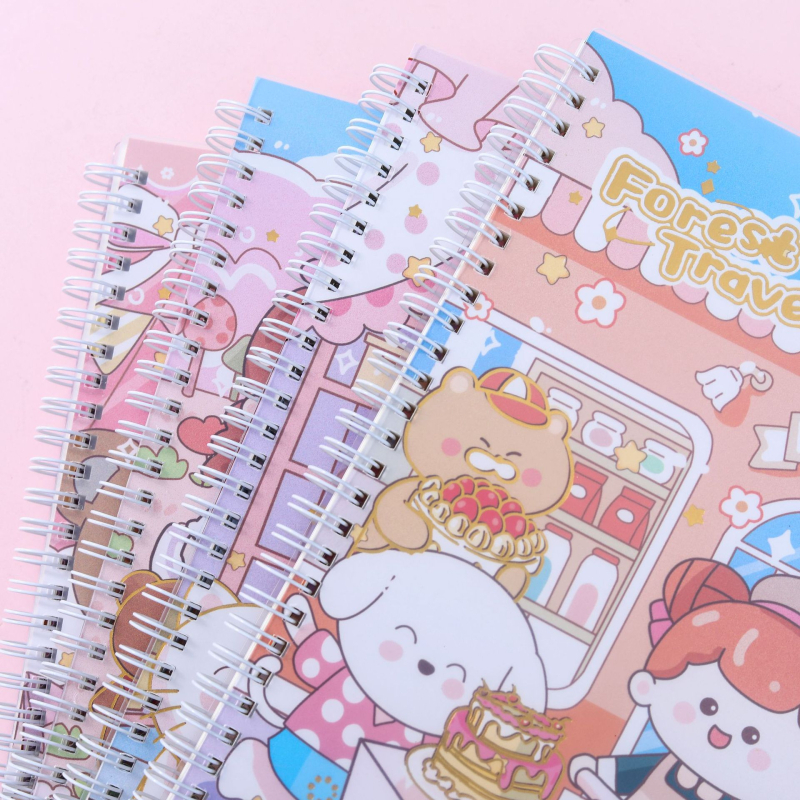 Bilježnica sa spiralnim povezom u sladkom karikaturnom stilu; 80 listova / 160 stranica; papir 80 gsm; prilagodljivo