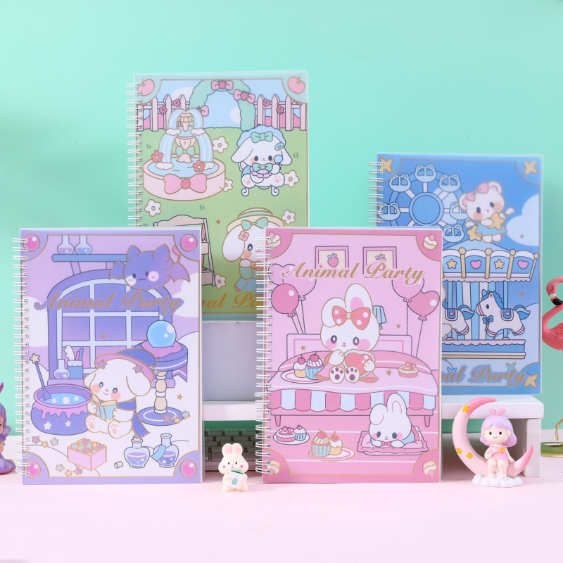Bilježnica sa spiralnim povezom u sladkom karikaturnom stilu; 80 listova / 160 stranica; papir 80 gsm; prilagodljivo
