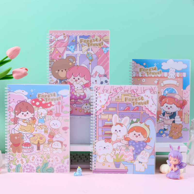 Bilježnica sa spiralnim povezom u sladkom karikaturnom stilu; 80 listova / 160 stranica; papir 80 gsm; prilagodljivo