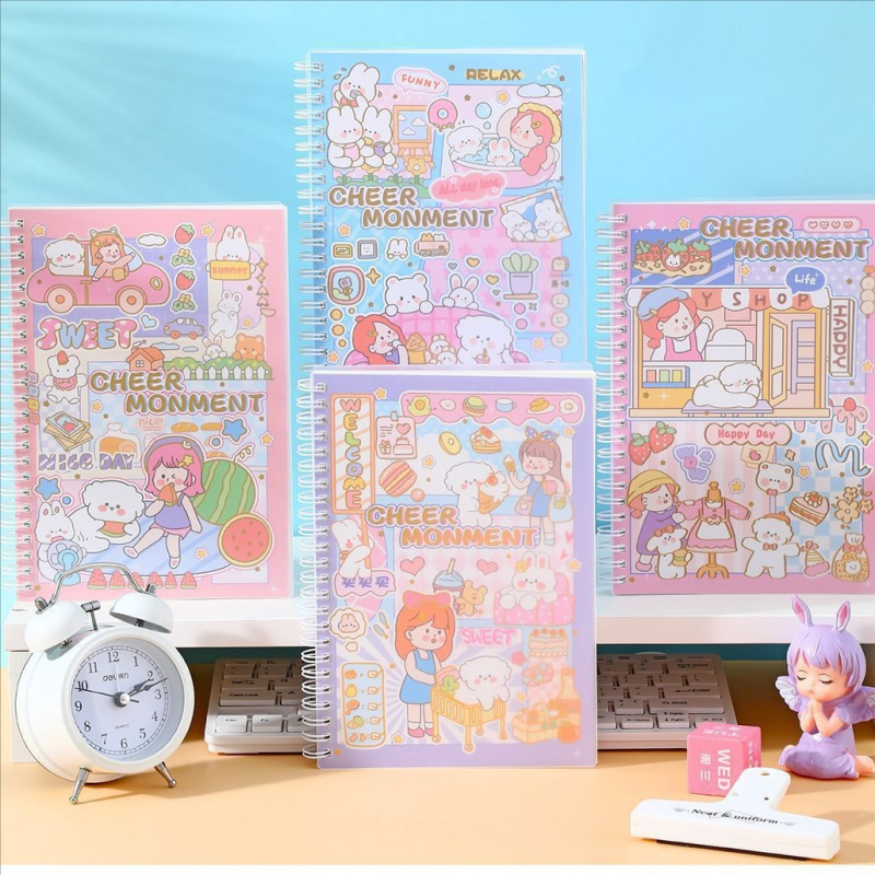 Bilježnica sa spiralnim povezom u sladkom karikaturnom stilu; 80 listova / 160 stranica; papir 80 gsm; prilagodljivo