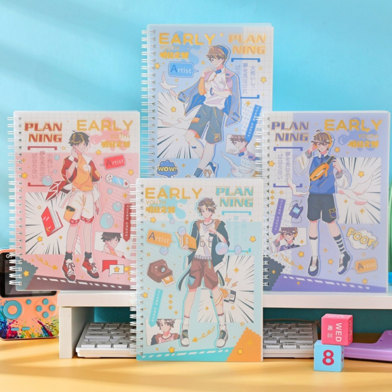 Bilježnica sa spiralnim povezom u sladkom karikaturnom stilu; 80 listova / 160 stranica; papir 80 gsm; prilagodljivo