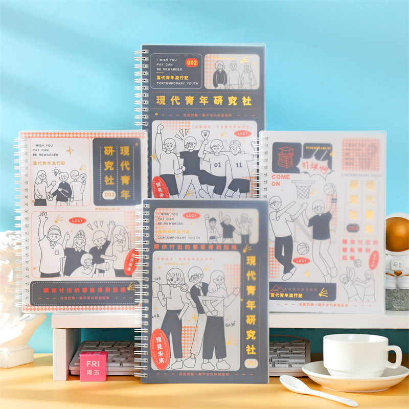 Bilježnica sa spiralnim povezom u sladkom karikaturnom stilu; 80 listova / 160 stranica; papir 80 gsm; prilagodljivo