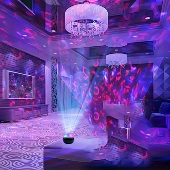 USB динамичен проектор за звездно небе с аврора и текстура на водни вълни – кръгла акрилна абажур, ABS база, USB захранване 5V, модерен стил