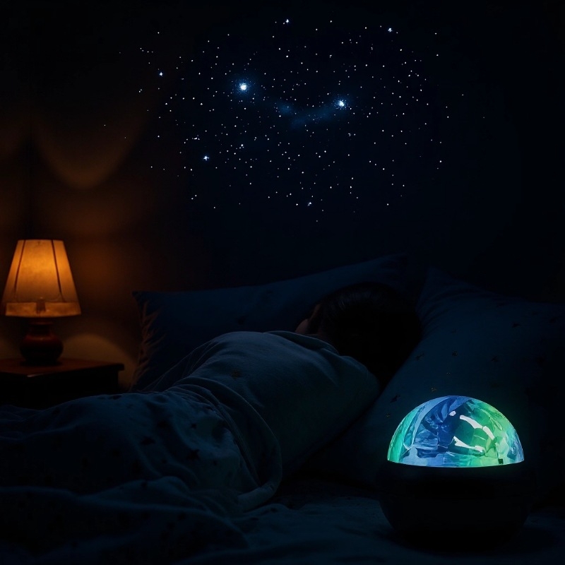 USB динамичен проектор за звездно небе с аврора и текстура на водни вълни – кръгла акрилна абажур, ABS база, USB захранване 5V, модерен стил