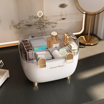 Cutie de depozitare pentru ruj cu capac, organizator cosmetic de birou anti-praf, plastic, stil lux accesibil, siglă serigrafică, personalizabil