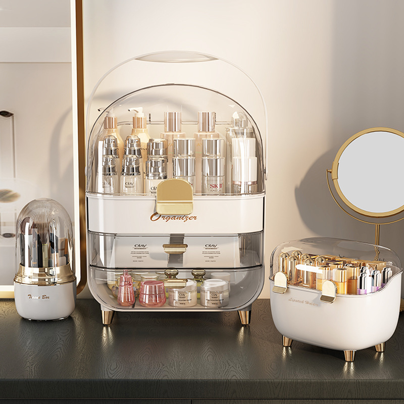 Cutie de depozitare pentru ruj cu capac, organizator cosmetic de birou anti-praf, plastic, stil lux accesibil, siglă serigrafică, personalizabil