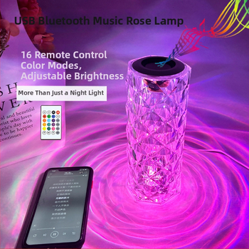 Bluetooth glazbena kristalna stolna lampa za spavaću sobu, USB noćno svjetlo, glazba, projekcija i ambijentalno osvjetljenje