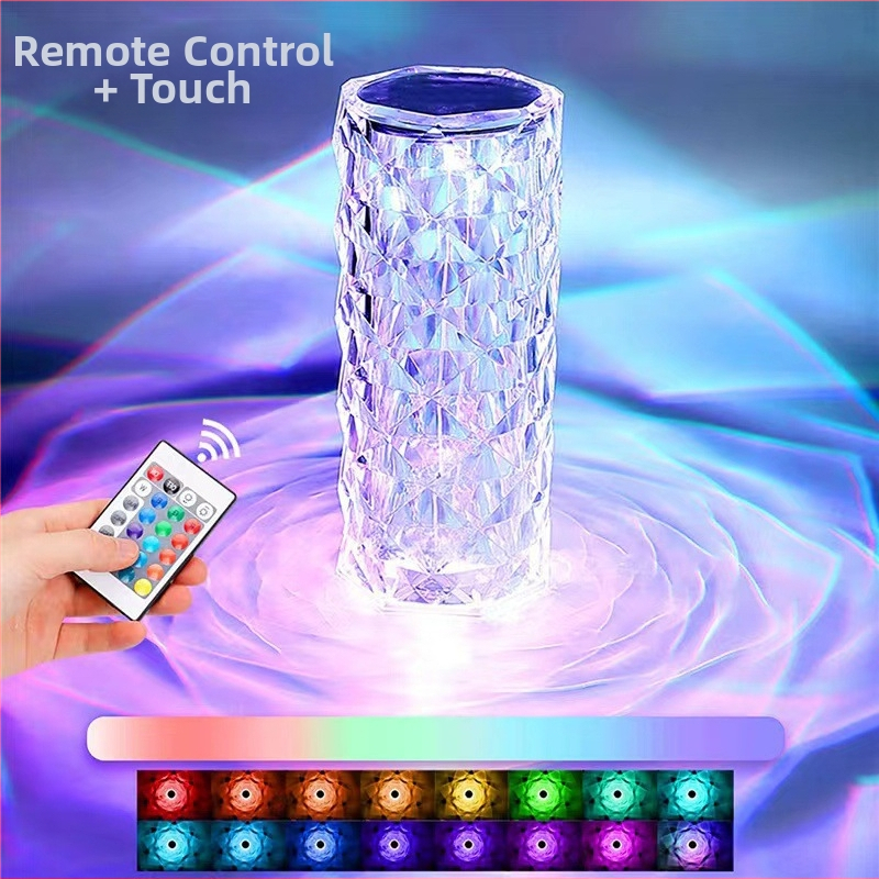 Bluetooth glazbena kristalna stolna lampa za spavaću sobu, USB noćno svjetlo, glazba, projekcija i ambijentalno osvjetljenje