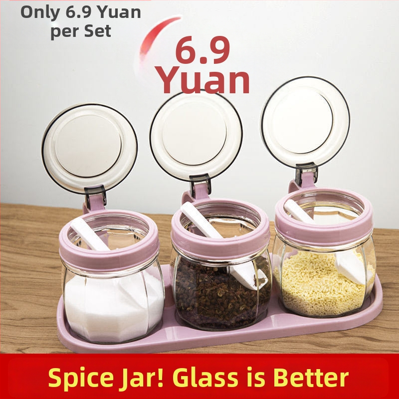 Set úložných nádob na korenie do kuchyne – sklenené nádoby na soľ, korenie a olej