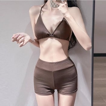 Trodjelni bikini set s halter vrhom, pokrivenim trbuhom, seksi i modern kupaći kostim za plažu