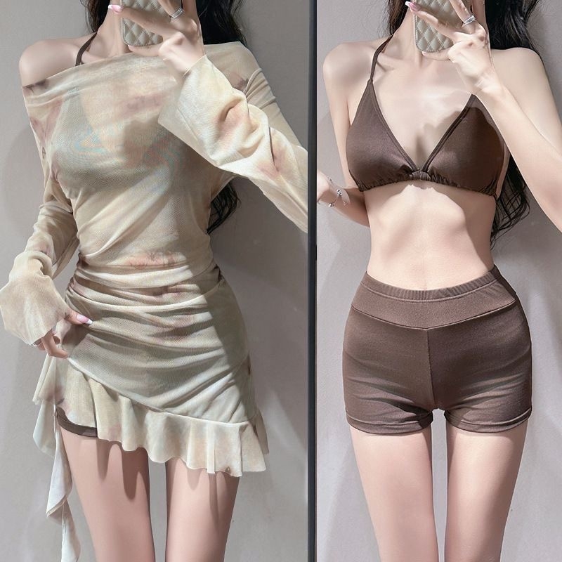 Trodjelni bikini set s halter vrhom, pokrivenim trbuhom, seksi i modern kupaći kostim za plažu
