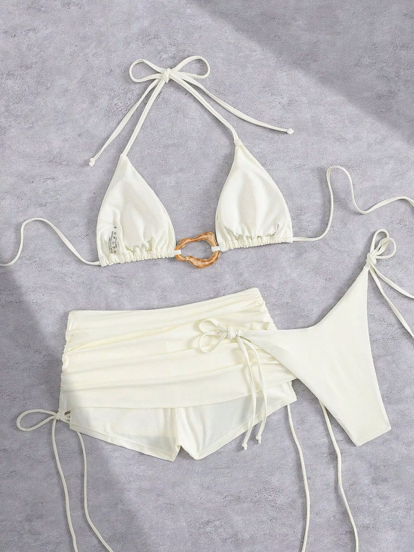 2026 nova verzija: trodjelni bikini set jedne boje s remenčićima