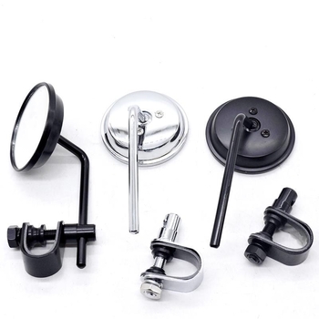 Οπίσθιο κάτοπτρο μοτοσικλέτας, μεταλλική κατασκευή, στρογγυλός καθρέφτης, καθολική συμβατότητα