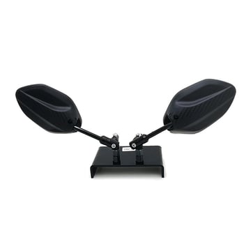 Μοτοσικλέτας καθρέπτης οπισθοπορείας με περιστρεφόμενη βάση και σχέδιο φλόγας· στρογγυλός καθρέφτης; μοντέλο LF-1886-1; περίβλημα από πλαστικό + σιδερένιος στύλος; βάση από CNC κράμα αλουμινίου