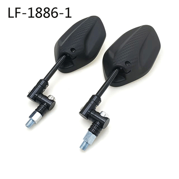 Μοτοσικλέτας καθρέπτης οπισθοπορείας με περιστρεφόμενη βάση και σχέδιο φλόγας· στρογγυλός καθρέφτης; μοντέλο LF-1886-1; περίβλημα από πλαστικό + σιδερένιος στύλος; βάση από CNC κράμα αλουμινίου