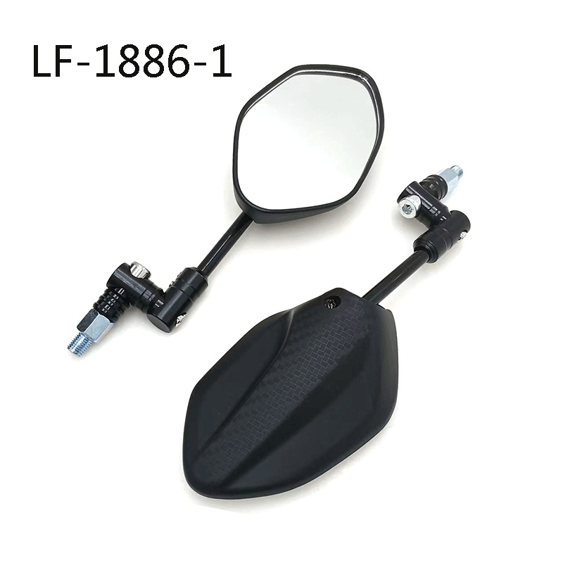 Μοτοσικλέτας καθρέπτης οπισθοπορείας με περιστρεφόμενη βάση και σχέδιο φλόγας· στρογγυλός καθρέφτης; μοντέλο LF-1886-1; περίβλημα από πλαστικό + σιδερένιος στύλος; βάση από CNC κράμα αλουμινίου