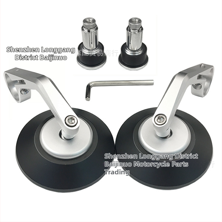 Задно огледало за мотоциклет CB-2, плоско огледало, корпус от CNC алуминиева сплав, огледало: сплав, покритие: алуминиева сплав, съвместимо с мотори и електрически скутери, марка BJN