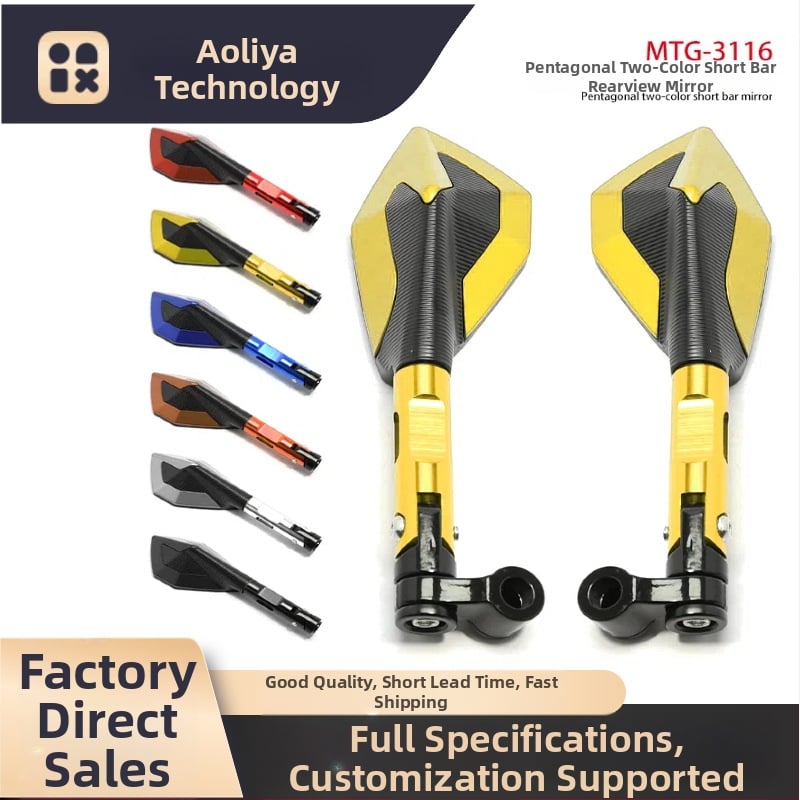 OLIA Mtg-2466 CNC Οκταγωνικό οπίσθιο καθρέφτη μοτοσικλέτας με μακριά λαβή, κράμα αλουμινίου, καθολική εφαρμογή