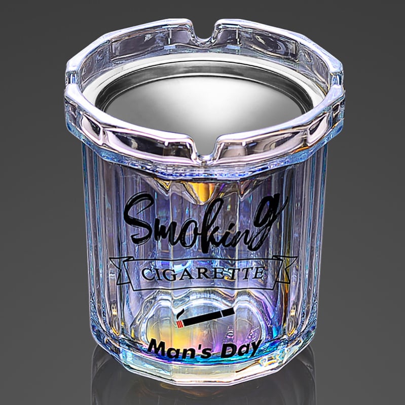 Scrumieră de sticlă cu capac, logo tipărit, personalizare disponibilă, stil modern și simplu