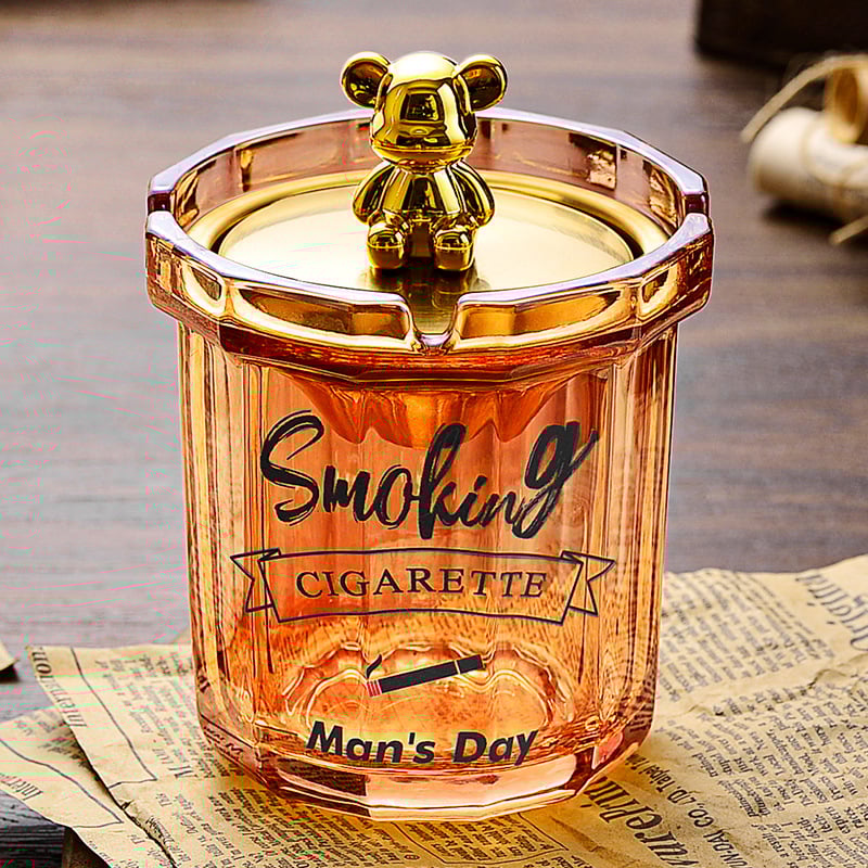 Scrumieră de sticlă cu capac, logo tipărit, personalizare disponibilă, stil modern și simplu