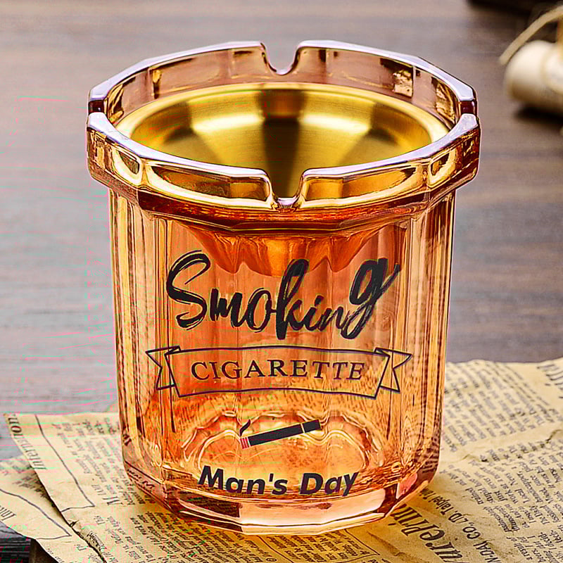 Scrumieră de sticlă cu capac, logo tipărit, personalizare disponibilă, stil modern și simplu