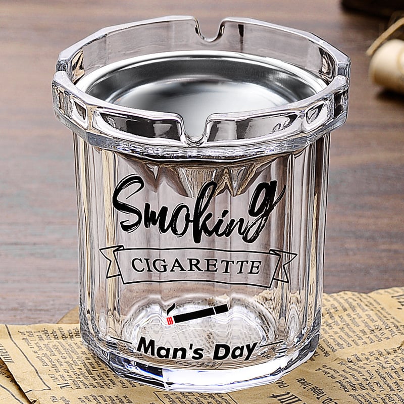 Scrumieră de sticlă cu capac, logo tipărit, personalizare disponibilă, stil modern și simplu