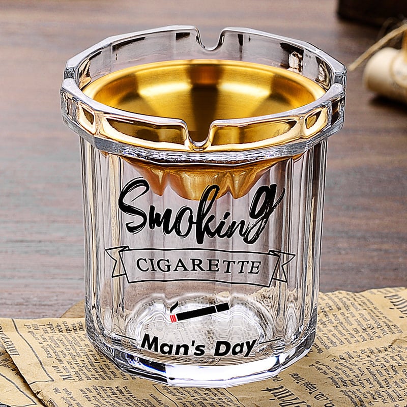 Scrumieră de sticlă cu capac, logo tipărit, personalizare disponibilă, stil modern și simplu